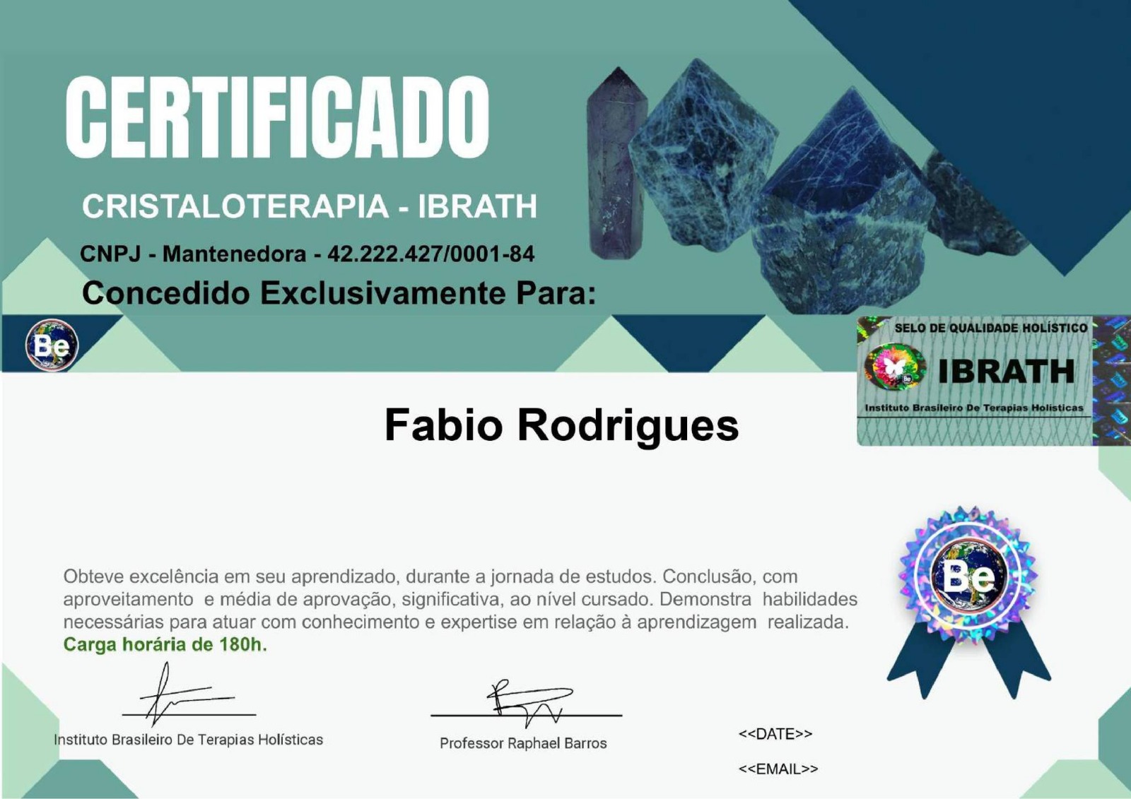 Certificado Cristaloterapia