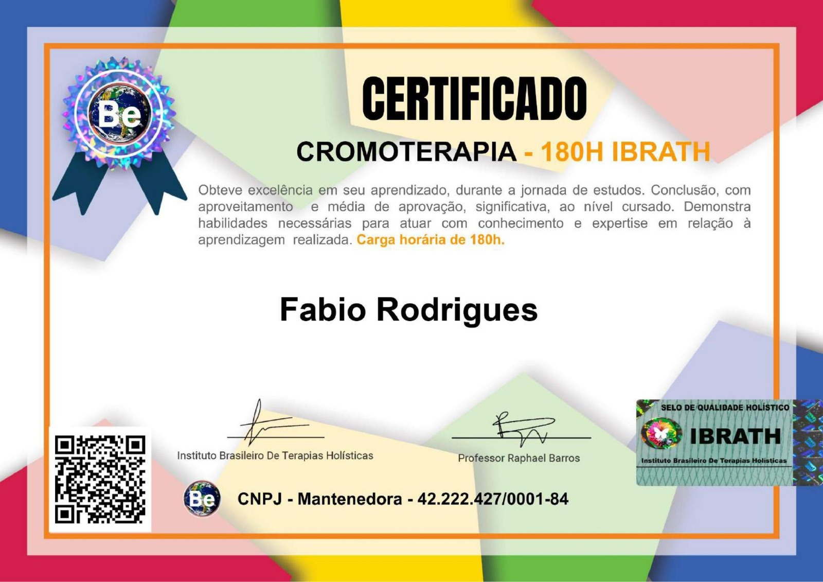 Certificado Cromoterapia
