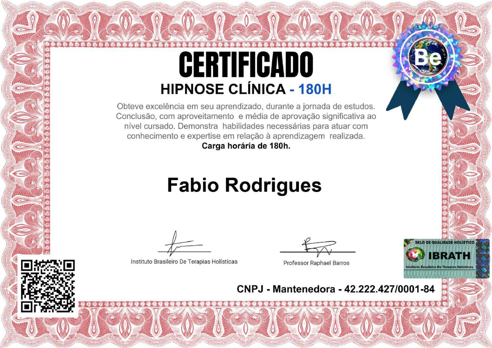 Certificado Hipnose Clinca